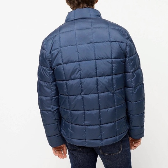 J.CREW puffer jacket insulated blue quilted fleece-lined leather-pull X- LG NWT - Picture 9 of 15